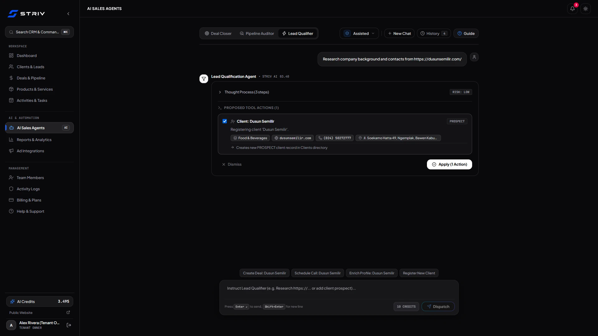 StriveCRM Autonomous AI Agent Swarm Reasoning Engine